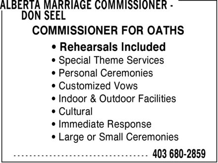 Calgary marriage commissioner
