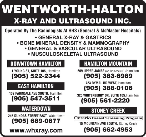 WentworthHalton XRay and Ultrasound Inc 1051 Young St, Hamilton, ON
