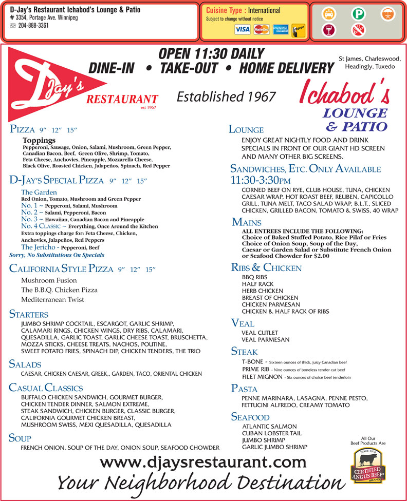 DJay's Restaurant Ichabod's Lounge & Patio 3354 Portage Ave