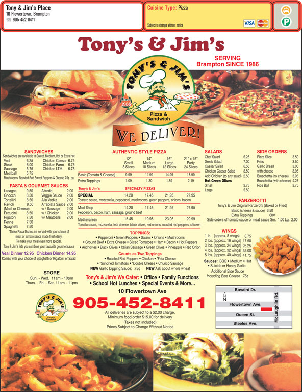 Tony & Jim's Place Brampton, ON 10 Flowertown Ave Canpages