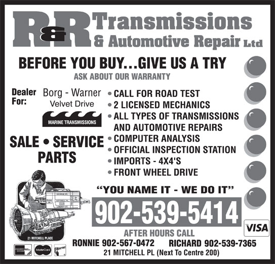 R & R Transmissions & Automotive Repair Ltd 21 Mitchell St, Sydney, NS